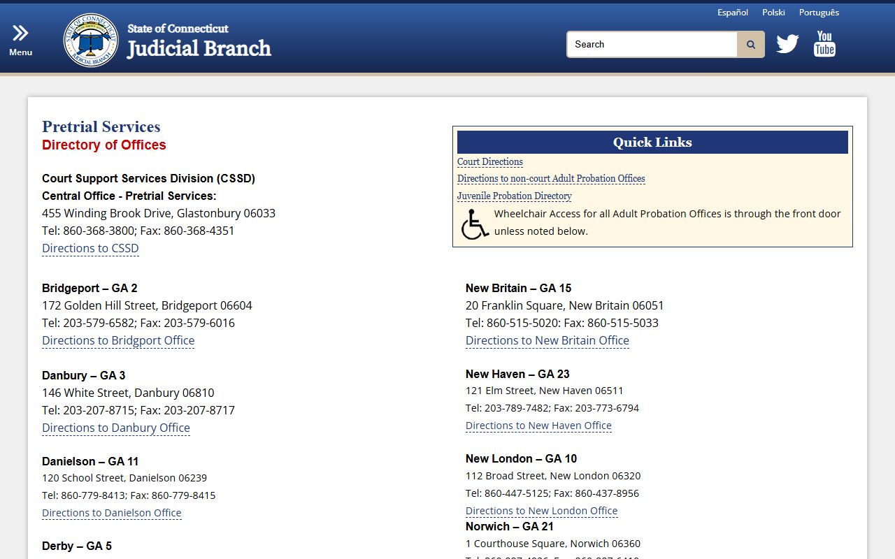 CSSD Bail Services Directory website