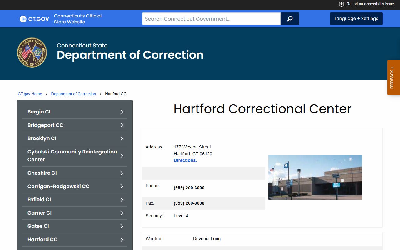 Hartford Correctional Center building exterior