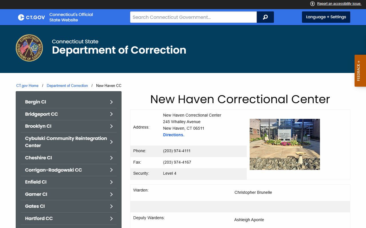New Haven Correctional Center entrance